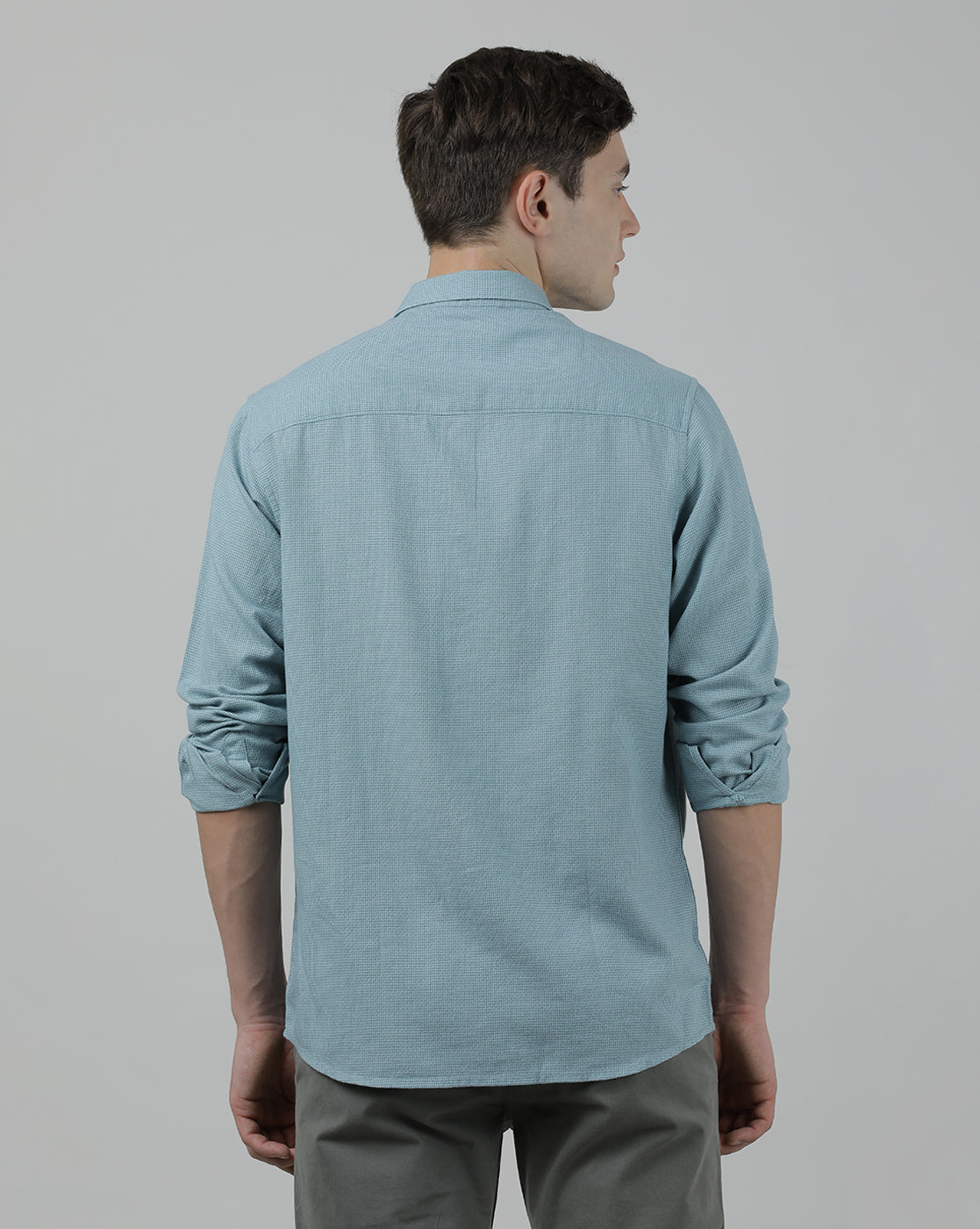 Casual Full Sleeve Slim Fit Solid Shirt Blue for Men