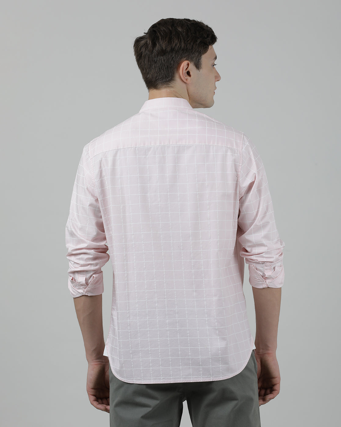 Casual Pink Full Sleeve Comfort Fit Checks Shirt with Collar for Men