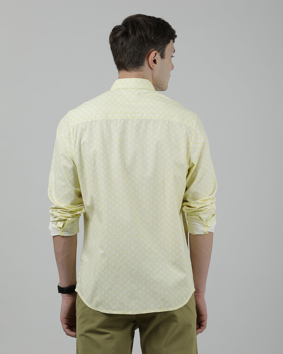 Casual Full Sleeve Comfort Fit Printed Shirt Yellow with Collar for Men