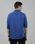 Casual Full Sleeve Comfort Fit Checks Shirt Royal Blue for Men