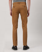 Casual Trim Fit Solid Khaki Trousers for Men