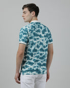 Casual Verdigris T-Shirt Tie and Dye Half Sleeve Slim Fit with Collar for Men