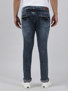 Casual Slim Fit Solid Black Blue Denim for Men