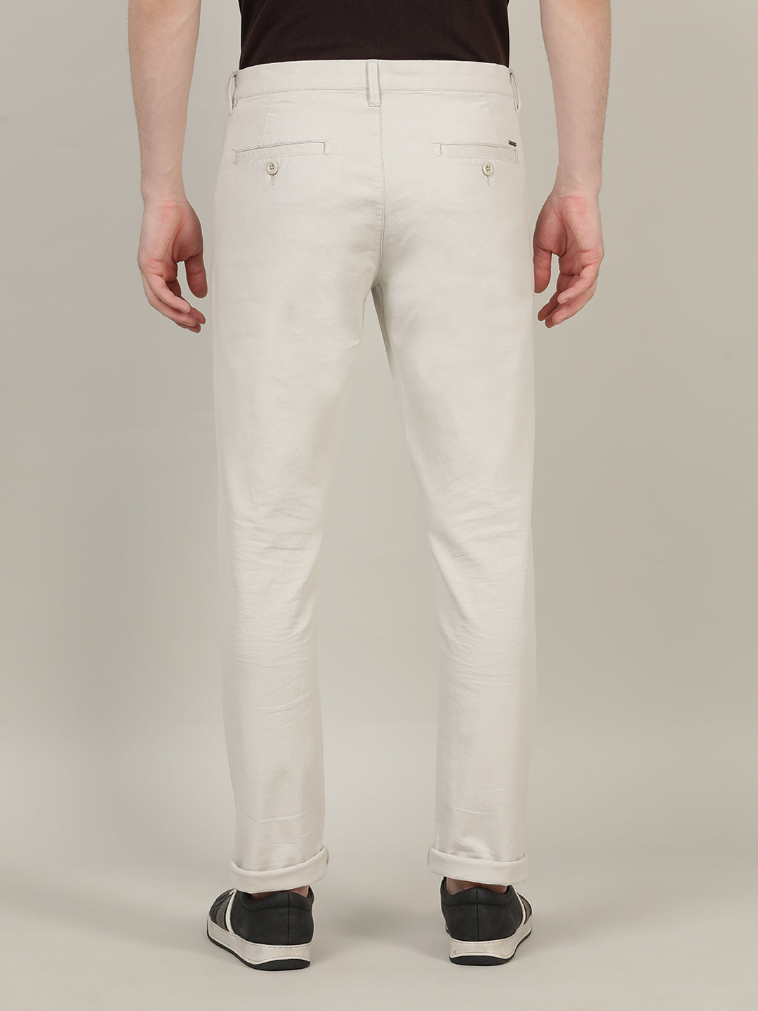 Crocodile Men Cream Slim Fit Trouser