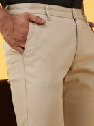 BEIGE TEXTURED FABRIC TROUSER