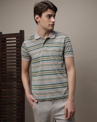 Striped Leaf Clover Green Polo T-Shirt