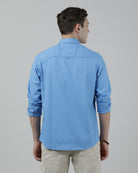 Casual Light Blue Full Sleeve Comfort Fit Solid Shirt with Collar for Men