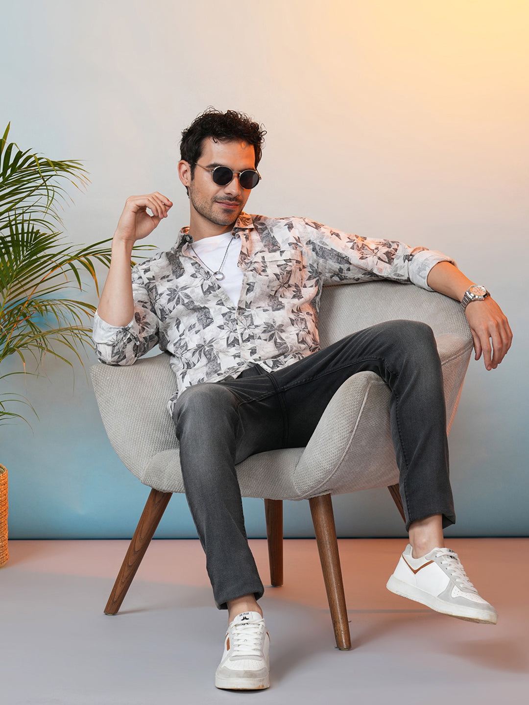 Crocodile Men's Maroon Melange Slim Fit T-Shirt