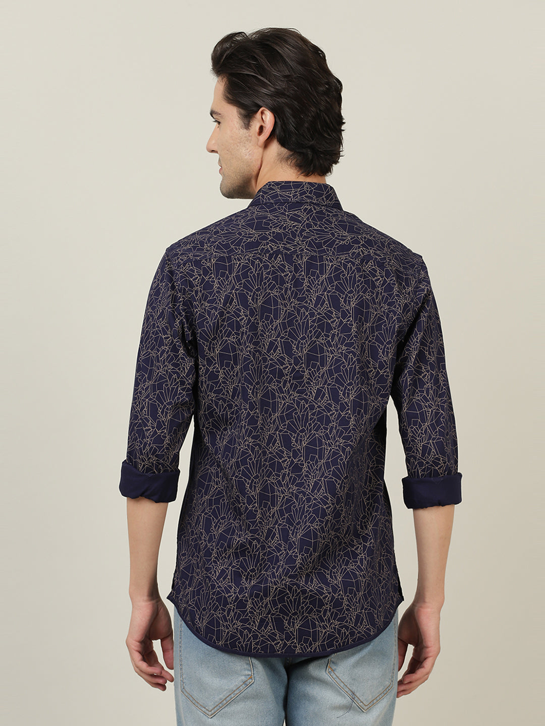 Crocodile Men Navy Cotton Shirt