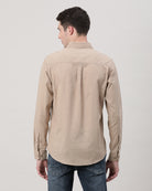 Casual Full Sleeve Comfort Fit Solid Shirt Khaki with Collar