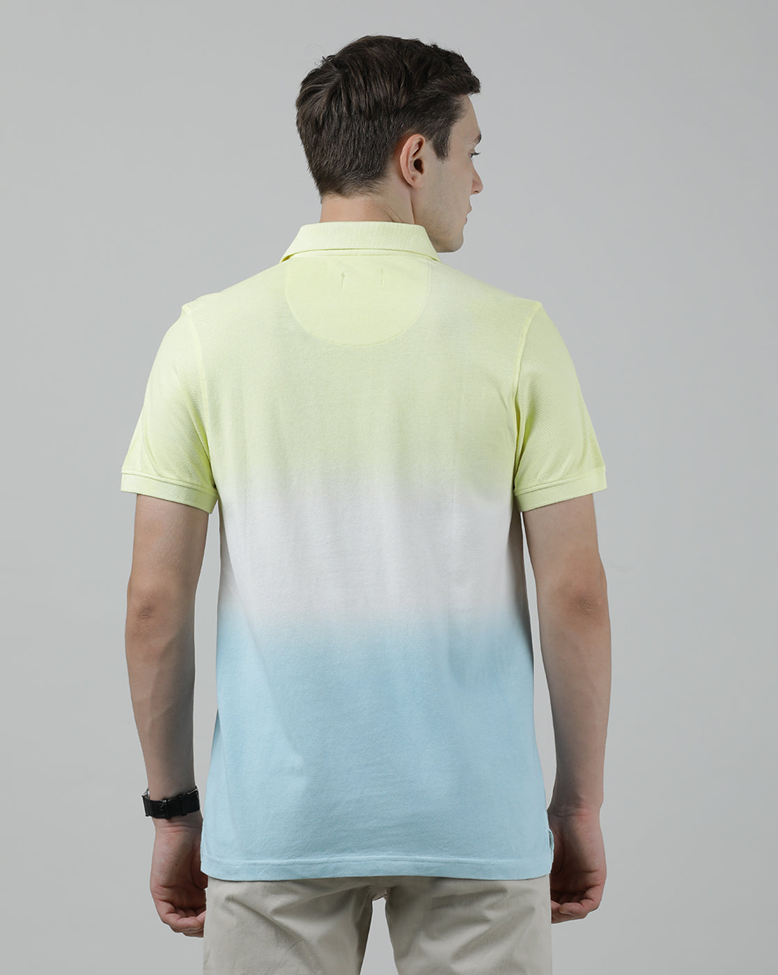 Casual Yellow T-Shirt Half Sleeve Slim Fit with Collar for Men