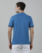 Casual Blue Solid Polo T-Shirt Half Sleeve Slim Fit with Collar for Men