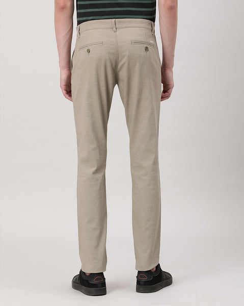 Casual Trim Fit Printed Beige Trousers for Men