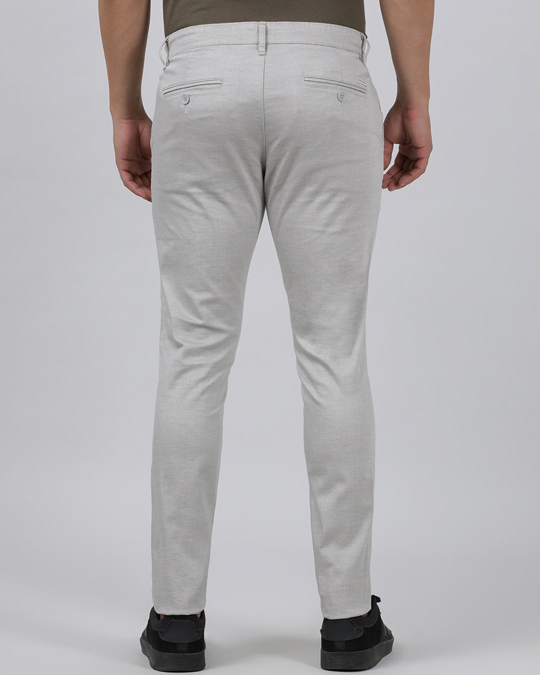 Casual Slim Fit Printed Beige Trousers for Men