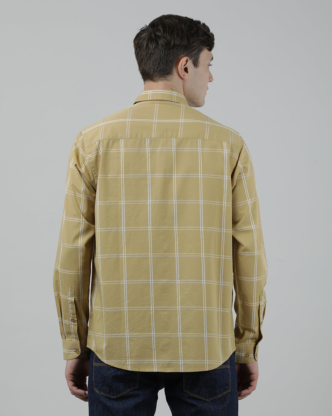 Casual Full Sleeve Comfort Fit Checked Shirt Masturd with Collar for Men