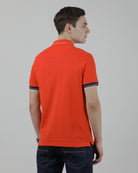 Casual Red Solid Polo T-Shirt Half Sleeve Slim Fit with Collar for Men