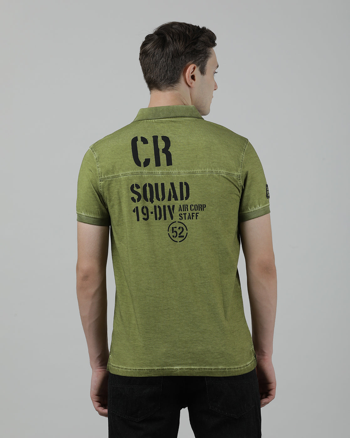 Casual Green T-Shirt Half Sleeve Slim Fit with Collar for Men