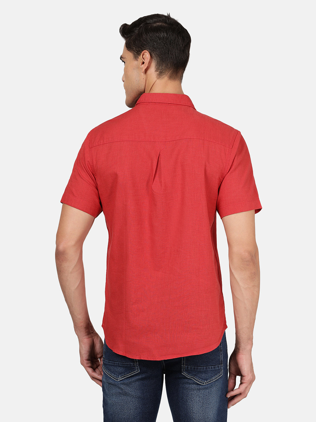 Close-up of red fabric with texture detail