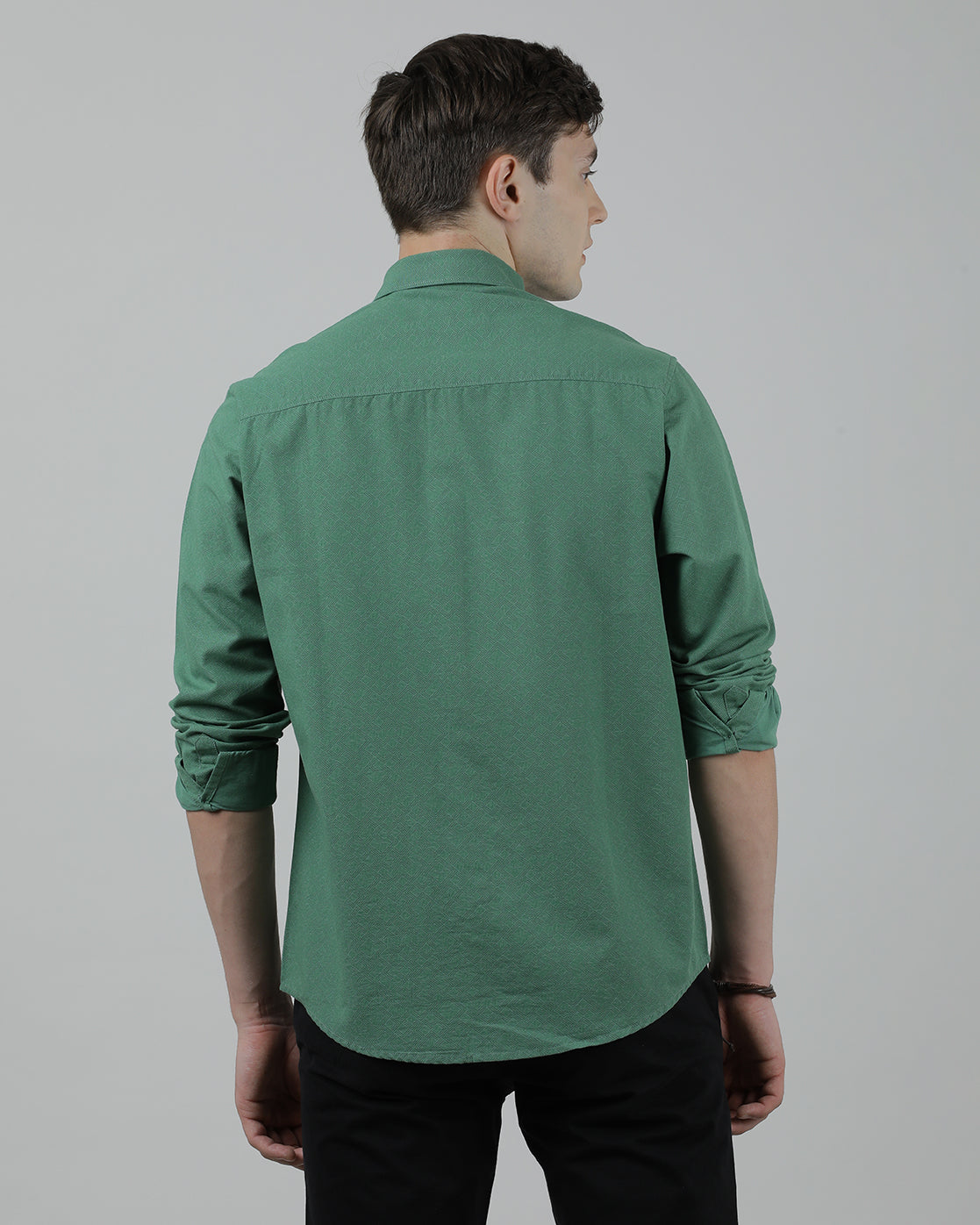 Casual Full Sleeve Comfort Fit Printed Shirt Green with Collar for Men