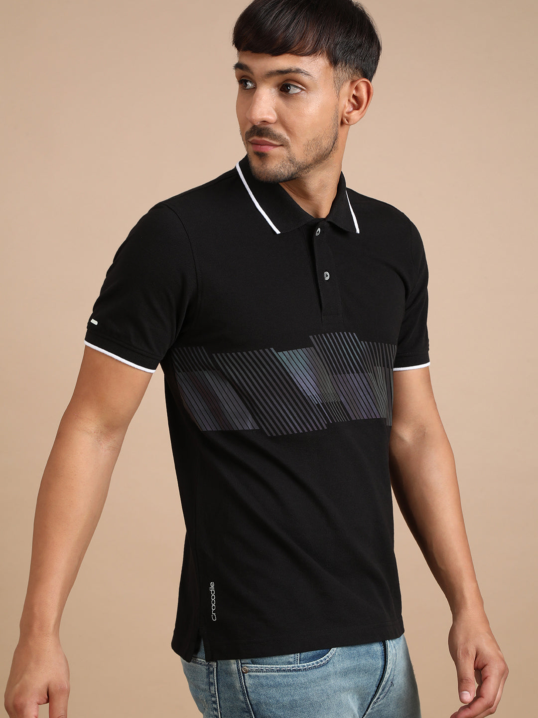 Enginereed Holographic Printed Polo T-Shirt