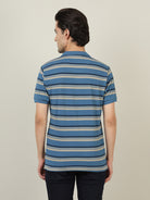 Crocodile Men Atlantic Blue Stripe Polo T-Shirt