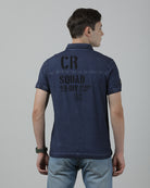 Casual Blue T-Shirt Half Sleeve Slim Fit with Collar for Men