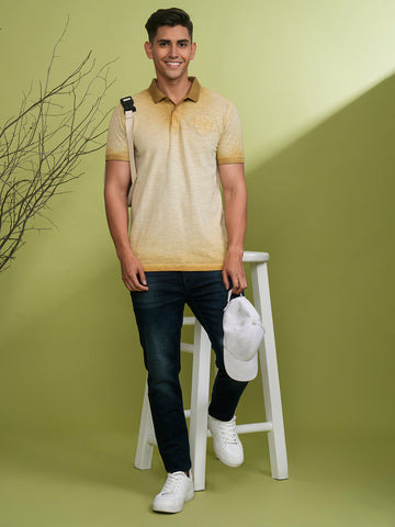 Reverse Garment Dyed Polo Shirt In Golden Yellow