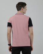 Casual Pink T-Shirt Cut and Sew Polo Half Sleeve Slim Fit with Collar for Men