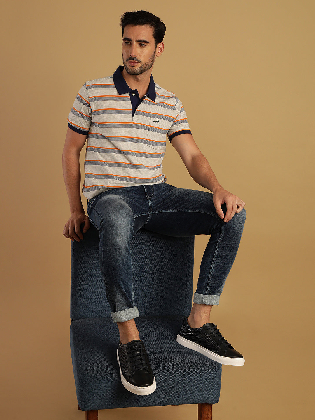 Red Half Sleeve Jacquard Polo Slim Fit T-Shirt