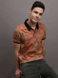 Brown Printed Polo T-Shirt