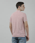 Casual Pink Printed T-Shirt Half Sleeve Slim Fit Melange with Collar for Men