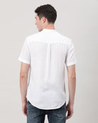 Casual White Half Sleeve Comfort Fit Solid Shirt with Collar for Men