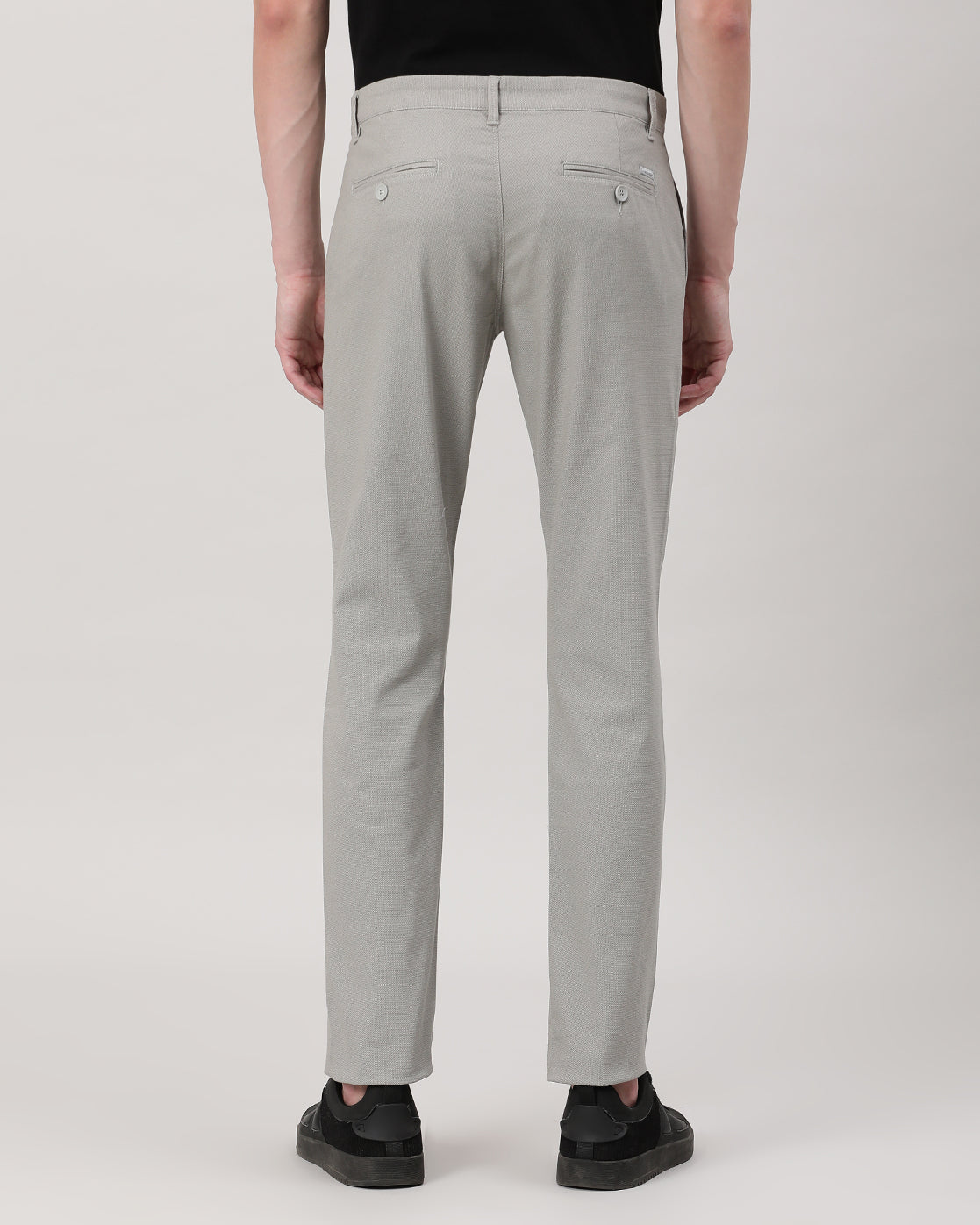 Casual Trim Fit Printed Silver Grey Trousers for Men