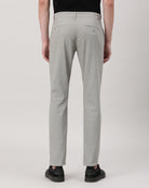 Casual Trim Fit Printed Silver Grey Trousers for Men