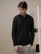 Olive Full Sleeve Slim Fit Yarn Dyed Shirt