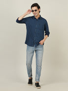 Crocodile Men Indigo Stripe Regular Fit Shirt