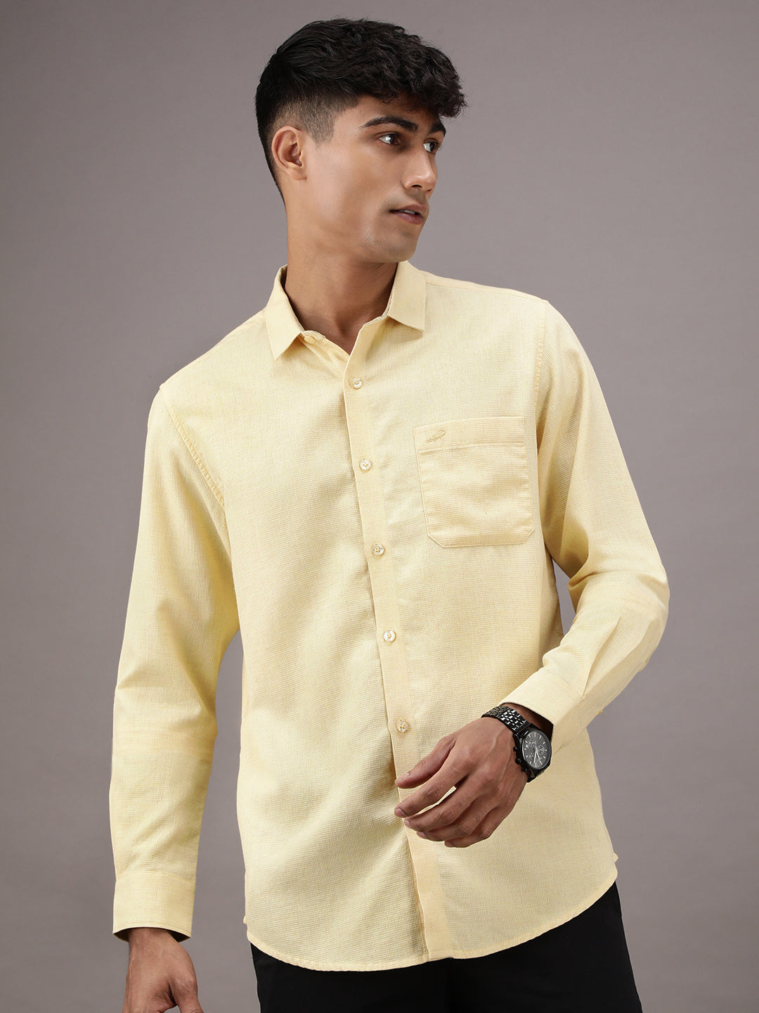 Crocodile Waffle Structured Melange Shirt for Men