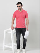 Red Half Sleeve Jacquard Polo Slim Fit T-Shirt