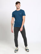 Men's Solid Round Neck Half Sleeve Cotton T-Shirt - TEAL