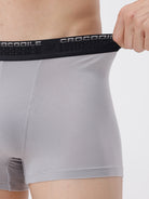 Gray boxer briefs with a black waistband featuring 'Crocodile' branding.