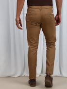 BROWN TEXTURED SLUB FABRIC TROUSER