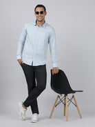 Crocodile Casual Light Blue Full Sleeve Regular Fit Solid Shirt with Collar for Men