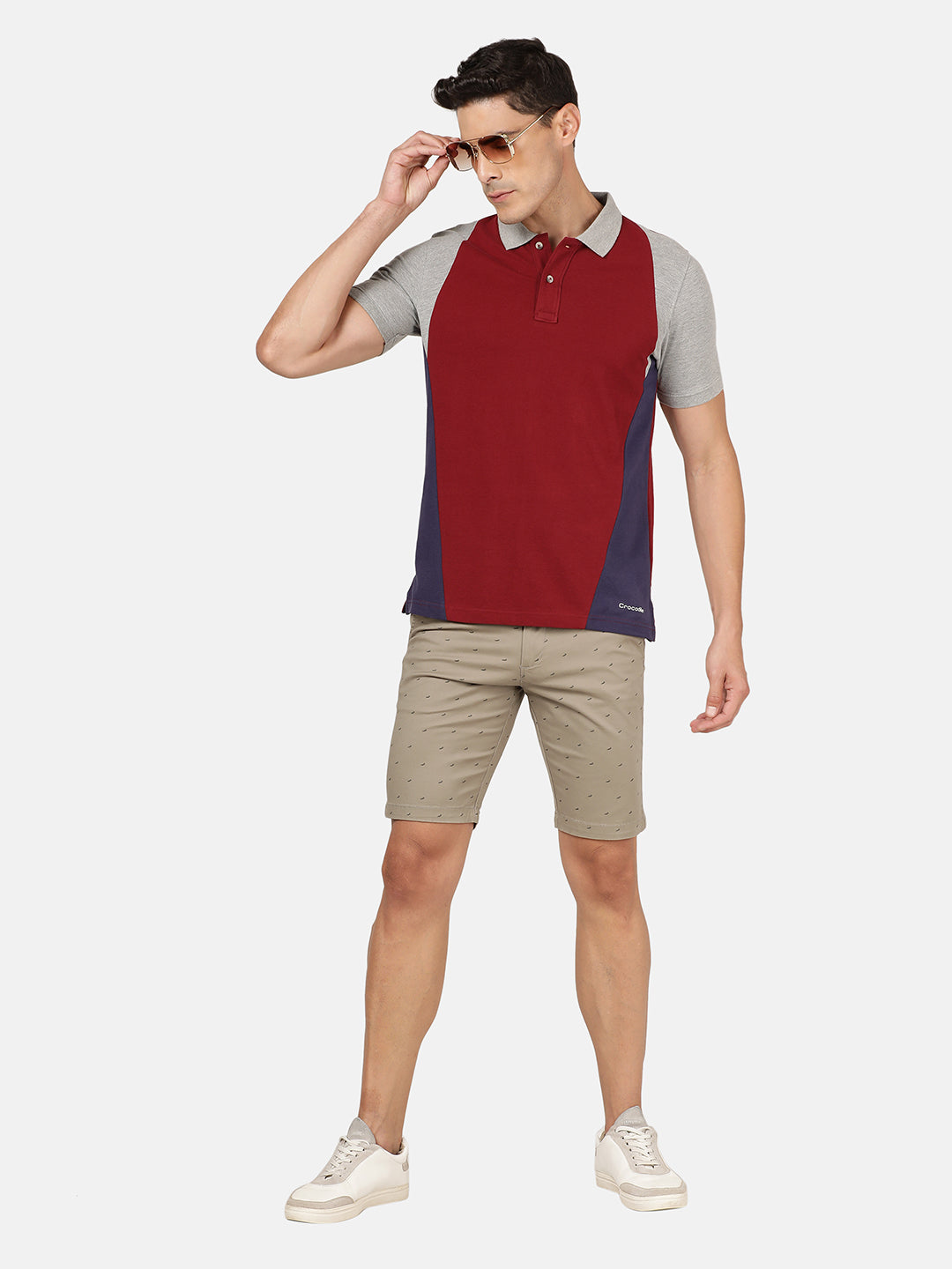 Men Maroon antique ruby Polo Collar Applique Slim Fit T-shirt