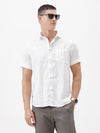 White Striped Half Sleeve Cotton Shirt