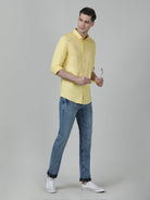 Casual Solid Slim Fit Full Sleeve Butterscotch Shirt with Collar