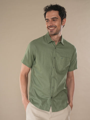 100% Cotton Textured Shirt Green
