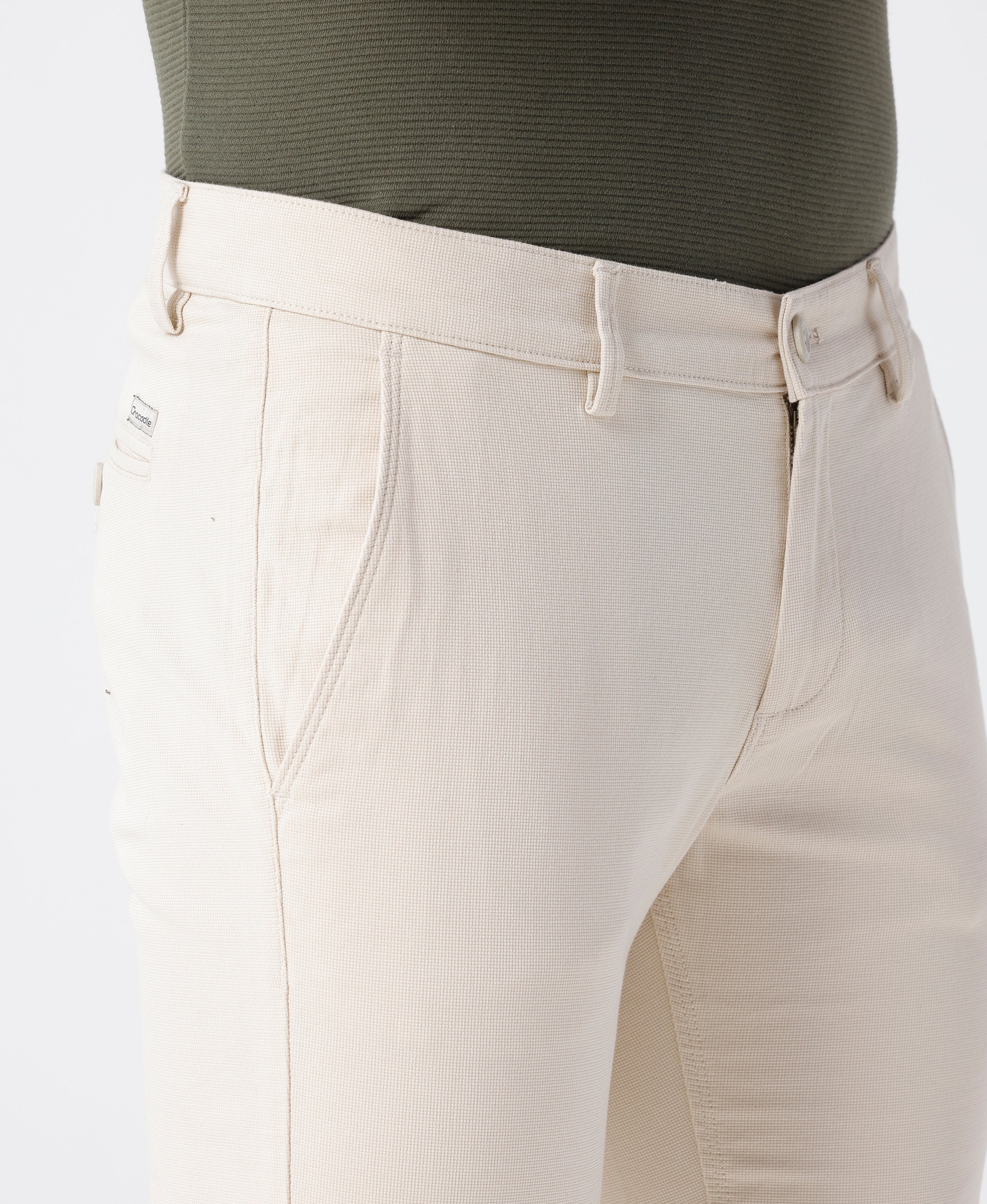 Close-up of beige fabric with texture detail