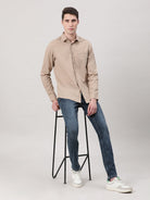 Crocodile Casual Full Sleeve Comfort Fit Solid Shirt Khaki with Collar