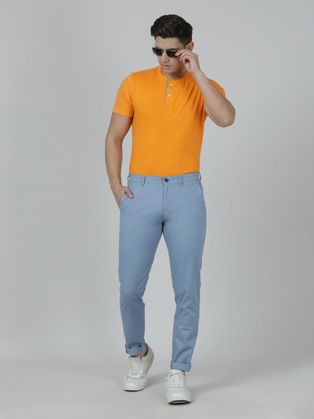 Crocodile Trim Fit Light Blue Trouser for Men