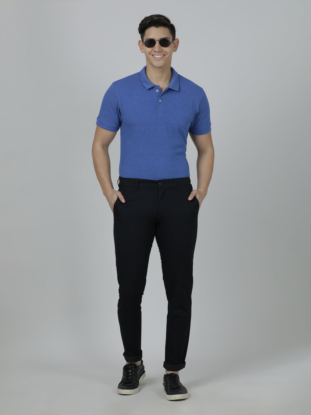 Crocodile Trim Fit Black Trouser for Men